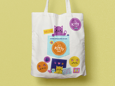 Kitty Cafe Merch 3 bag branding cats colour cute design graphic illustration tote typography