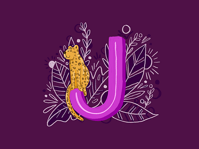36 days of type - J 36 days of type alphabet animals botanical hand drawn hand lettering illustration ipad pro jaguar leaves lettering