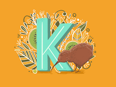 36 days of type - K 36 days of type alphabet birds botanical hand drawn hand lettering illustration leaves type typography