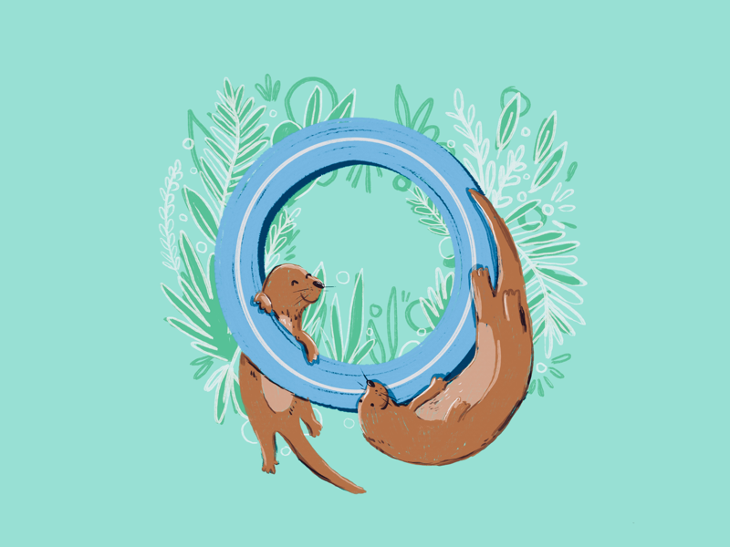 36 days of type - O 36 days of type typography otters animals alphabet hand lettering hand drawn