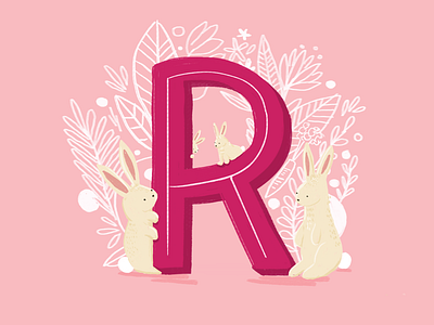 36 days of type - R 36 days of type alphabet hand drawn hand lettering kidlit letters rabbits type typography