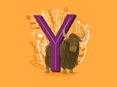 36 days of type - Y 36 days of type botanical hand drawn hand lettering illustration type typography yak yellow
