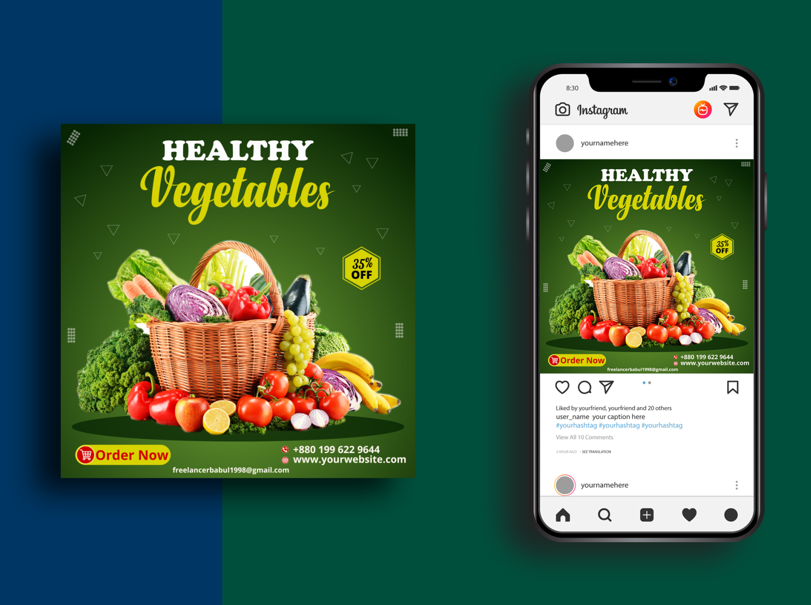 Vegetable - Instagram post design - Facebook ad design by Babul on Dribbble