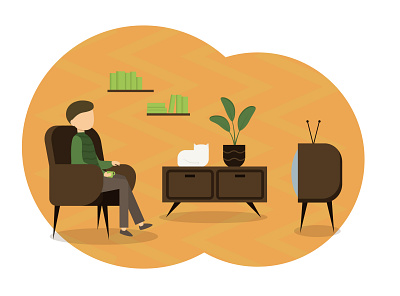 TV Watching design flat illustration minimal vector