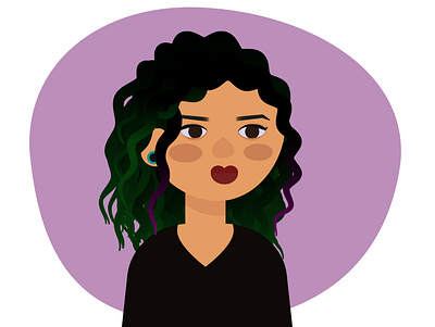 Green hair girl flat illustration vector