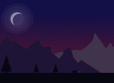 Night landscape adobe illustrator flat illustration landscape minimal vector