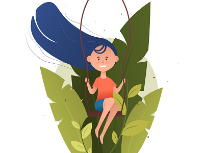 Summer adobe illustrator flat girl girl character illustration summer swing vector