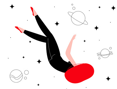 Girl in outer space adobe illustrator flat girl girl character illustration minimal space vector