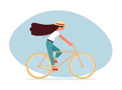 Bycicle adobe illustrator bycicle flat girl girl character illustration vector