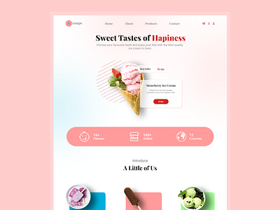 Ice Cream Shop: Colorful Landingpage branding colorful design e commerce icecream landingpage retail shop ui ui design uiux web webdesign
