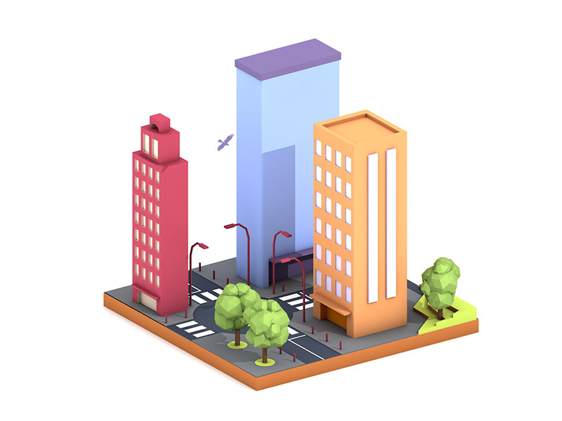 Low poly city illustration city illustration lowpoly 3d