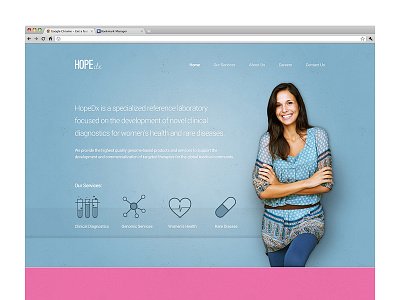 Homepage Design for HopeDx blue health home page homepage landing page medical pink ui ux women