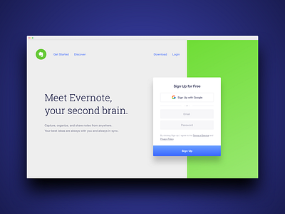 Home Page / Landing Page Evernote