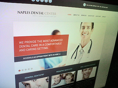 Naples Dental Center banner black blue brown footer grey homepage icon red ui ux webdesign website design