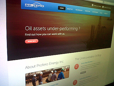 Profero Teaser black blue business corporate header home homepage landing page oil ui ux website