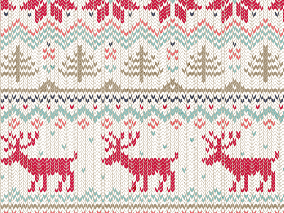 Knitted Christmas Pattern background christmas deers holiday knitted nordic pattern scandinavian sweater vector
