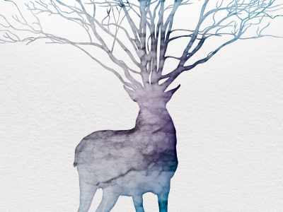 Forest Spirit (wip) baltic deer forest magic norse spirit tree bark watercolor woods