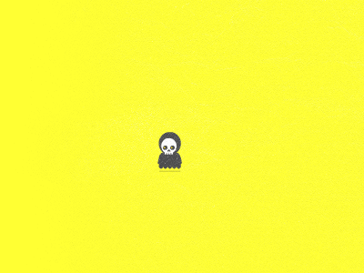 Little Halloween animated character creature death floating gif halloween icon minimal skull walking yellow