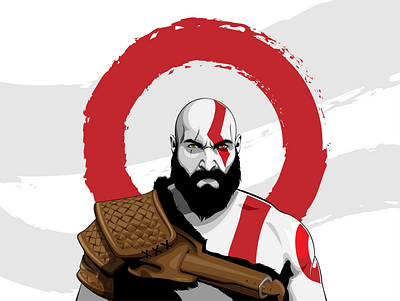 kratos cartoon cartoon face cartoon illustration game game art god of war illustration kratos logo vector vector art vector illustration vectors