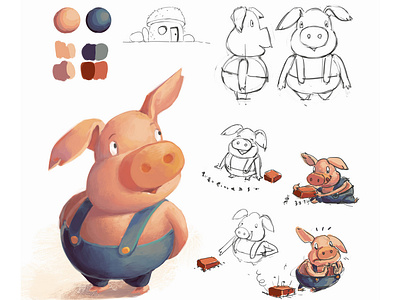 Pig Character 2d 2d art 2d artist art character character design cute design digital illustration monika klobcar