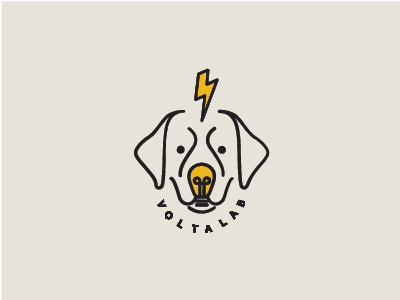 Voltalab dog labrador lightbulb lightning logo wip yellow