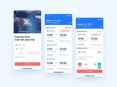 Weekly UI Challenge #1 - Train Tickets Booking App Concept