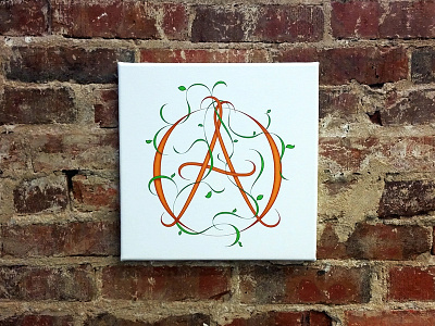 Printed Ava "A" canvas drop cap lettering print