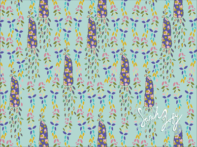 Squiddy Floriddy design digitally coloured floral floral pattern floral surface design flowers hand drawn illustration modern pattern pattern design