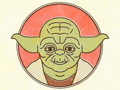 Yoda letterpress star texture vintage wars yoda