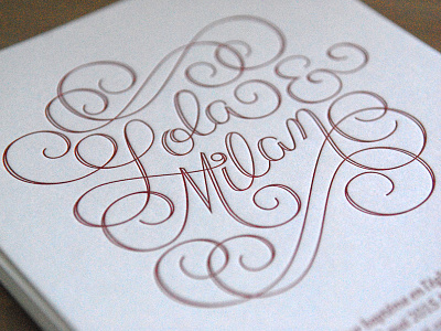 Lola & Milan announcement card lettering letterpress print
