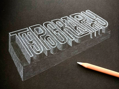 Typography 3D 3d black interlock lettering paper sketch type typography white