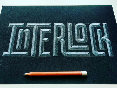 Interlock black drawing hand lettering interlock lettering white