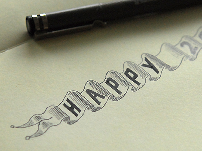 HAPPY ribbon lettering ribbon sketch type typography
