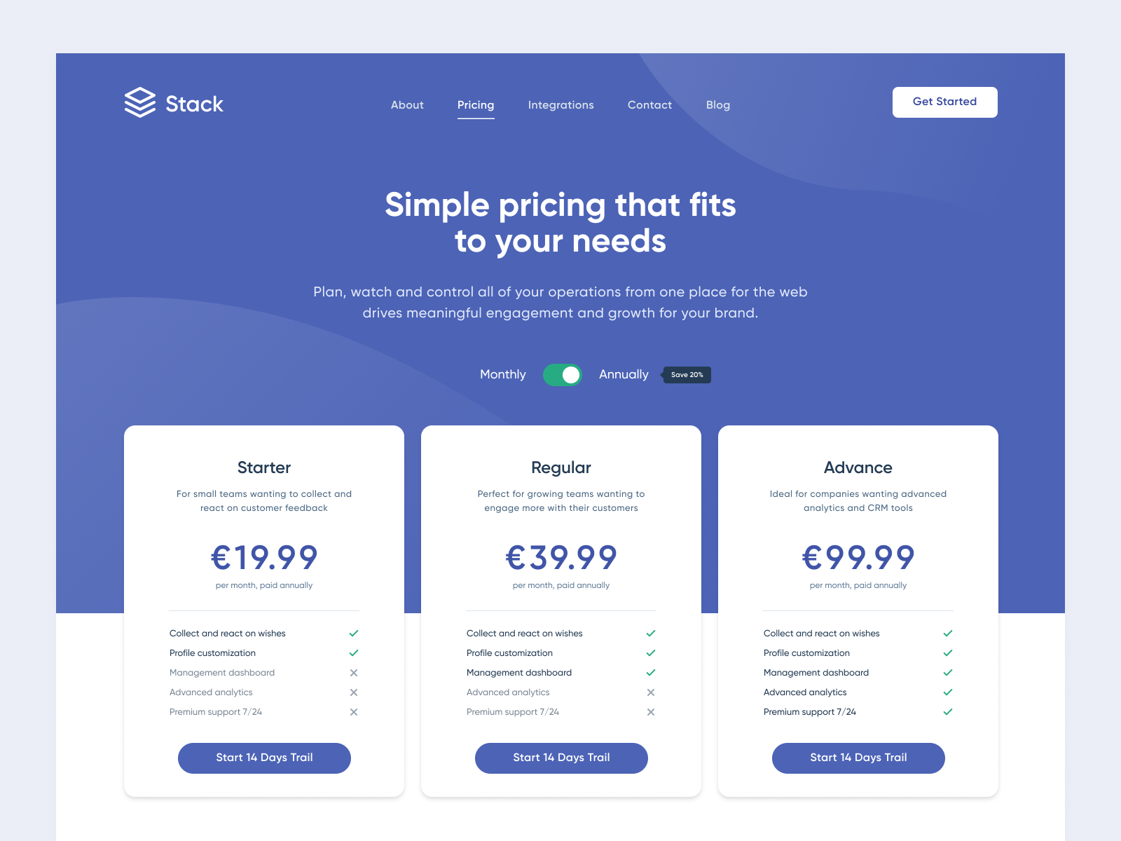 Stack Pricing by Kadir Can Mercan on Dribbble