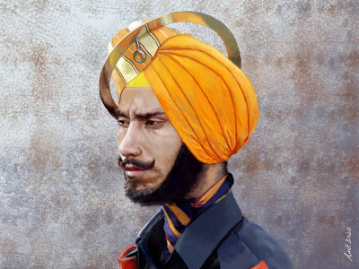 Illustration of Soldier of Indian Army's Sikh Light Infantry army illustration army portrait design digital illustration digital painting illustration military illustration painting photoshop portrait art poster
