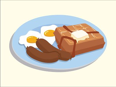 Belgian Waffle breakfast cartoon illustration illustrator waffle