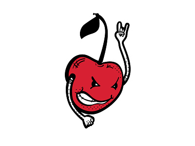 Cherry On Top character cherry grit face halftone horns illustrator red