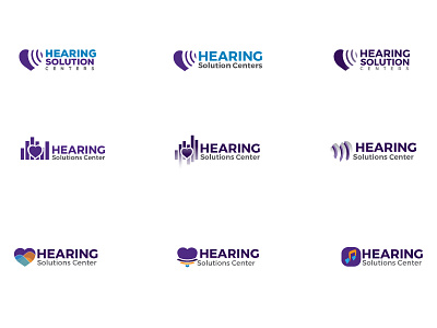 Hearing Solution Centers Logo Study audiology development hearing hearts icon logo logo lockup logo mark sound waves