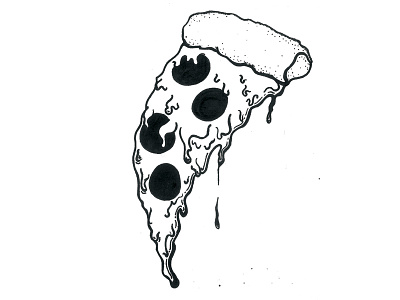 Inktober Day 4 / Hungry drippy hungry illustration ink inktober inktober 2016 pizza