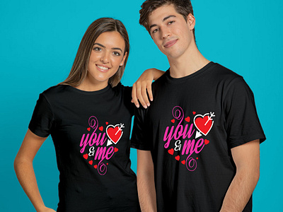 Amazing couple t-shirt design with free t-shirt mockup by Designer ...