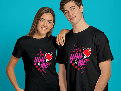 Amazing couple t-shirt design with free t-shirt mockup