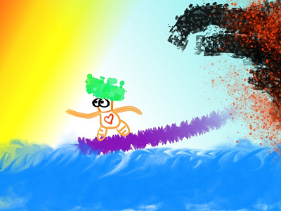 Carrot on Surfboard carrot illustration logo ocean surfing volcano