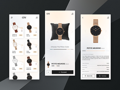 DW watch shop app concept app branding design e commerce figma mobile mobile design shop ui ui design ux ux design watch