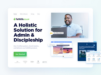 Faithlife — Site Design Refresh card christ church component design design system feature icon jesus landing ministry product product design sermon soft web web design