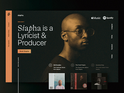 Siapha — Site Concept: Dark Mode 🌙 apple music artist asap rocky bay area drake hip hop jack harlow kanye kanye wesy motown product rap rap caviar rap gold site spotify ui vintage web ye