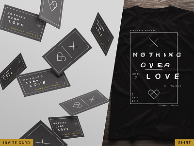 Nothing Over Love Cards & Shirt camp card church cross distorted heart icon invite series shirt warped text youth