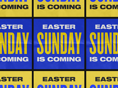Easter is Coming blue church ea easter hillsong invite jesus nyc poster promo promotion tall type wide yellow