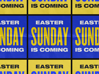 Easter is Coming blue church ea easter hillsong invite jesus nyc poster promo promotion tall type wide yellow