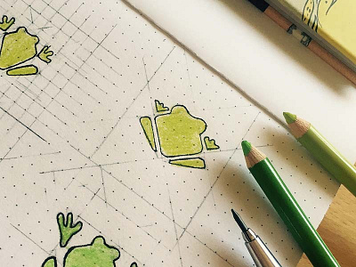 Frog design frog green inspiration logo pencil sketch