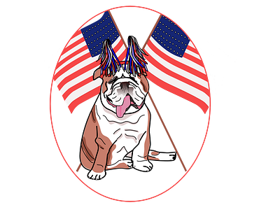 Bulldog Fourth of July bulldogs illustration vector
